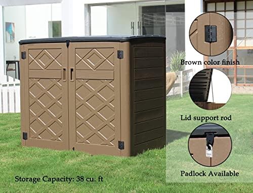 Brown horizontal resin garden storage box — photo 3