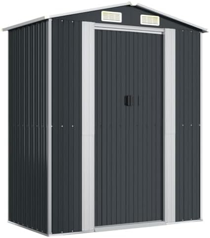 Compact anthracite galvanized steel garden shed