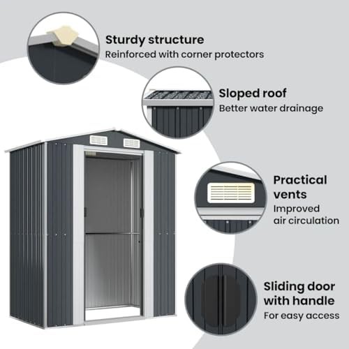 Compact anthracite galvanized steel garden shed — photo 5