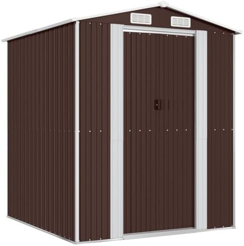 Dark brown galvanized steel garden shed