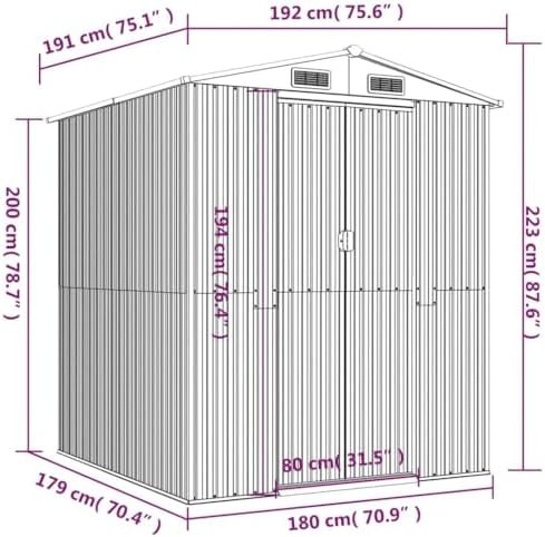 Dark brown galvanized steel garden shed — photo 3