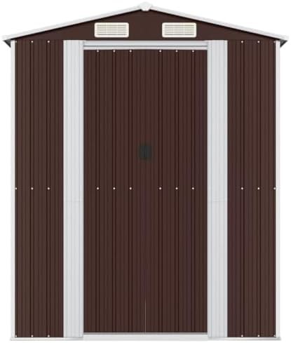 Dark brown galvanized steel garden shed — photo 5