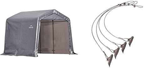 Gray peak roof shed with easy hook anchors
