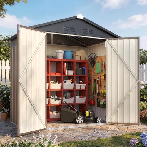 Heavy duty metal garden tool shed