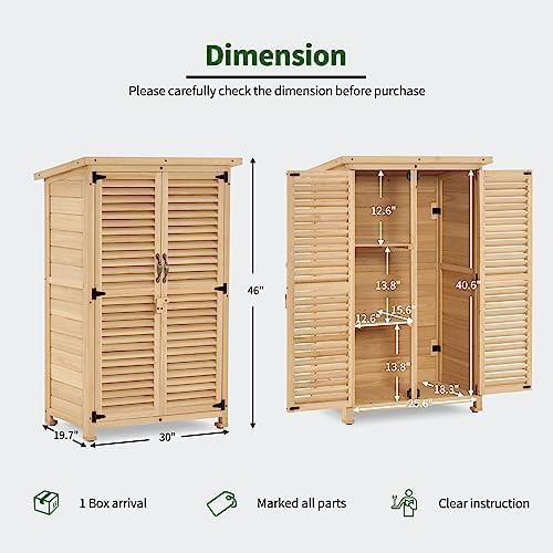 Small natural wood vertical shed with latch — photo 3