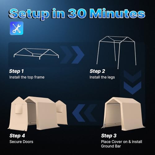 Beige portable storage shelter for motorcycles — photo 3