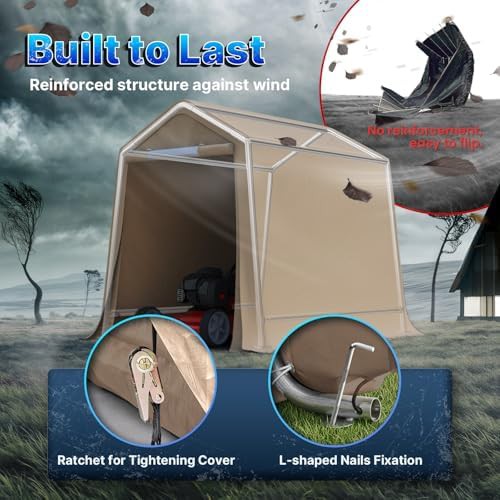 Beige portable storage shelter for motorcycles — photo 5
