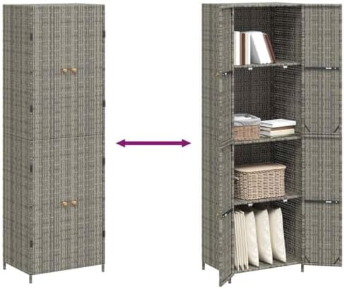 Gray garden tool cabinet with shelves — photo 5
