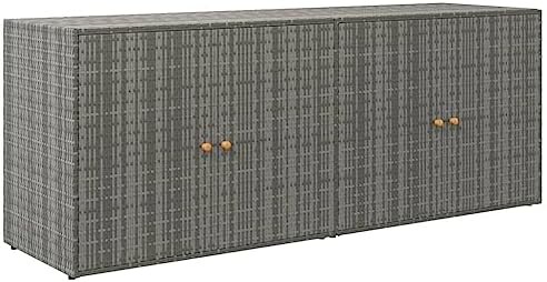 Gray poly rattan garden storage cabinet