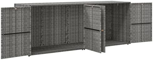 Gray poly rattan garden storage cabinet — photo 5