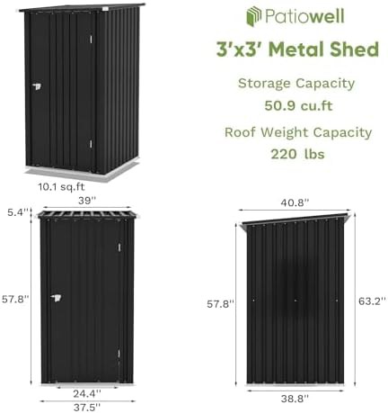 Small black metal square patio shed — photo 4
