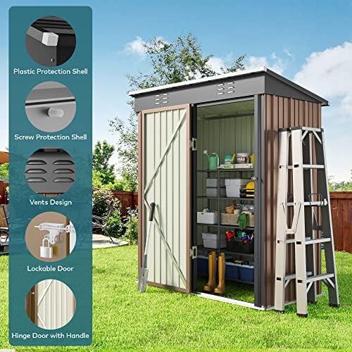 Brown Galvanized Metal Shed with Lockable Door — photo 4