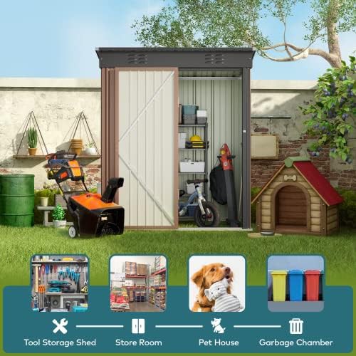 Brown Galvanized Metal Shed with Lockable Door — photo 5