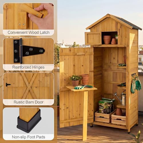 Wooden Utility Cabinet with Foldable Work Table — photo 3