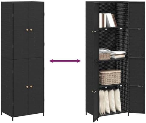 Tall black poly rattan garden cabinet — photo 5