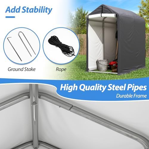 Portable Metal Storage Shelter Six by Three — photo 4