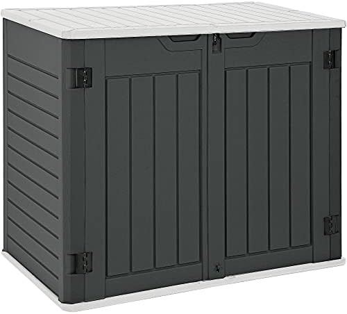 Lockable gray resin horizontal bike shed