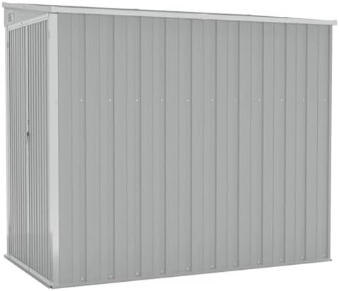 Medium gray metal patio storage shed