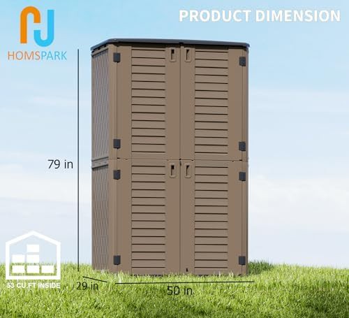 Tall coffee resin outdoor storage cabinet — photo 3