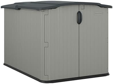 Horizontal resin shed with sliding glidetop lid
