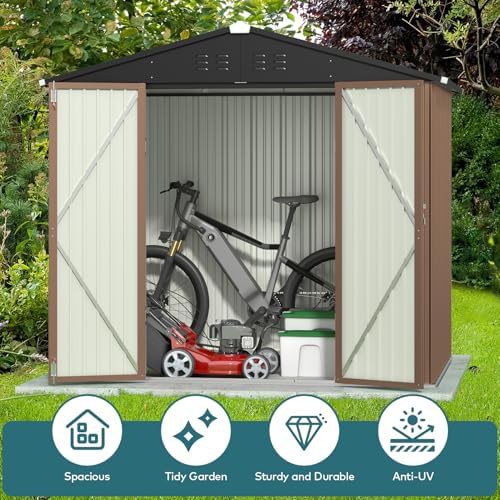 Large brown galvanized metal bike shed — photo 3