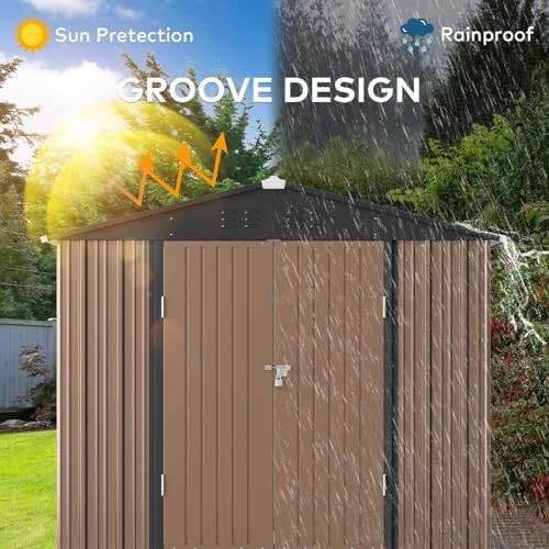 Large brown galvanized metal bike shed — photo 5