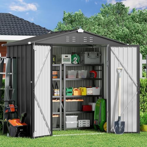 Compact Dark Gray Metal Bike Shed