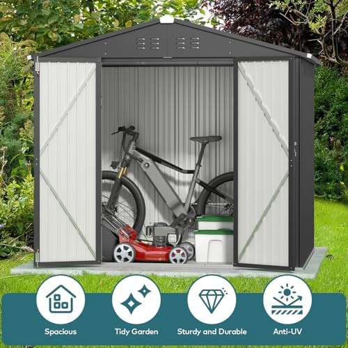 Large Dark Gray Metal Outdoor Storage Shed — photo 4