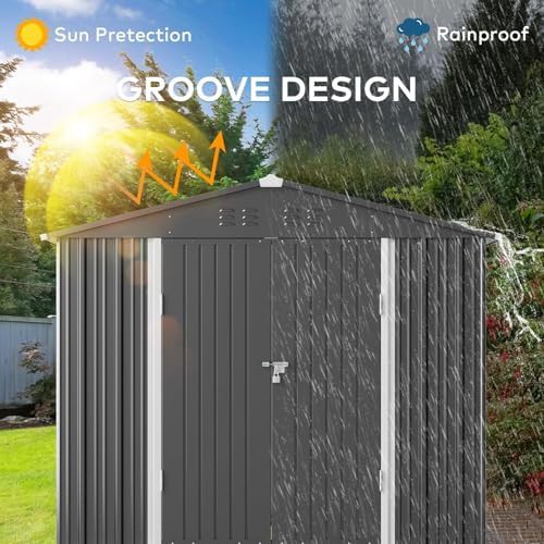 Large Dark Gray Metal Outdoor Storage Shed — photo 5