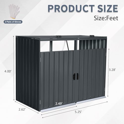 Lockable grey galvanized steel garbage shed — photo 4