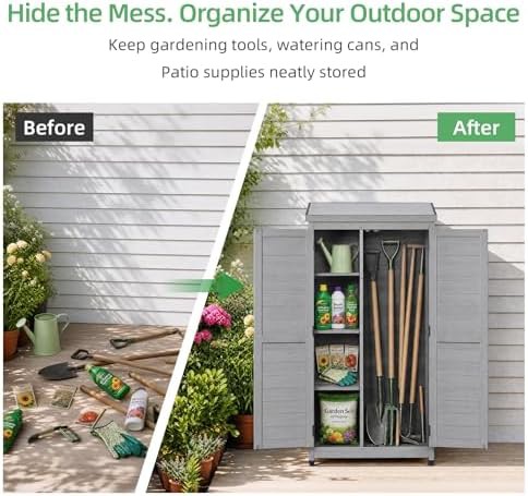 Vertical wooden garden tool cabinet — photo 4