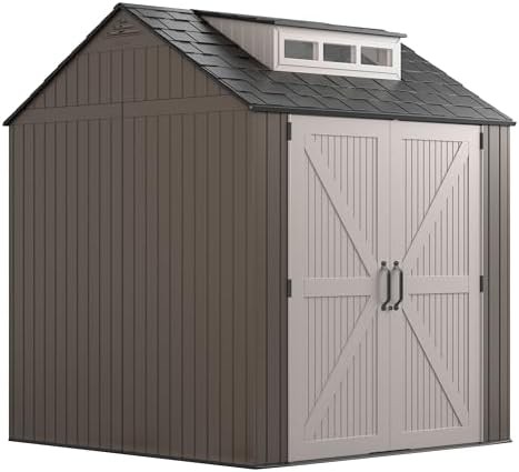 Large brown resin walk in storage shed