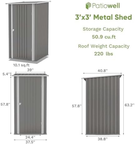 Small grey metal patio storage shed — photo 4