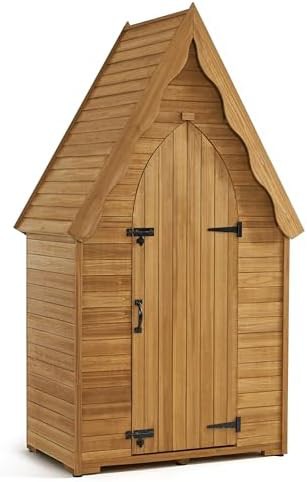 Waterproof wooden garden tool shed with shelves