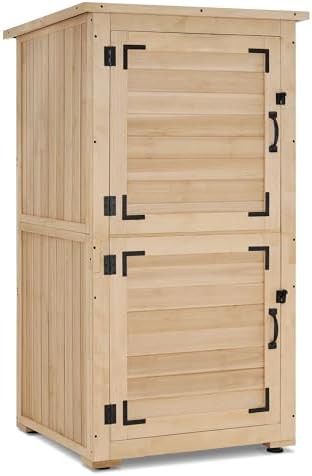 Deep waterproof wood garden storage cabinet