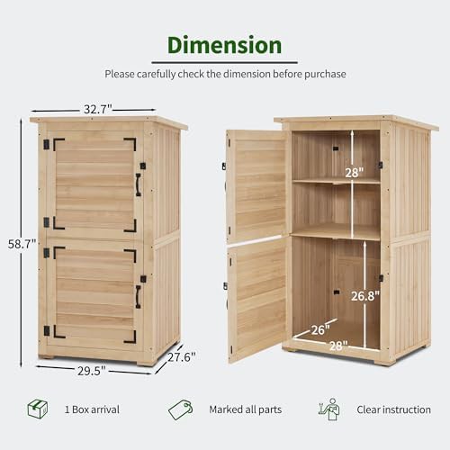 Deep waterproof wood garden storage cabinet — photo 3
