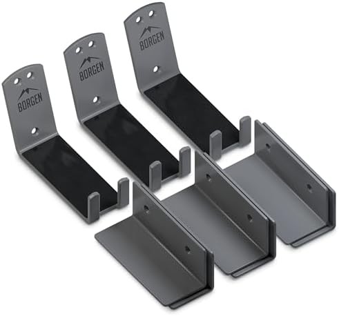 Grey wall mount pedal hooks set of three