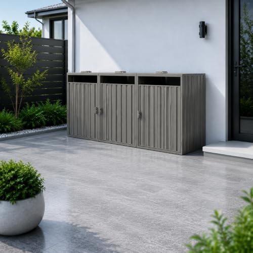 Galvanized steel shed for three trash cans — photo 3
