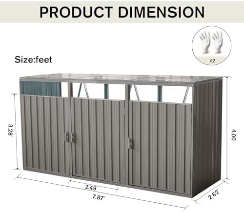 Galvanized steel shed for three trash cans — photo 4