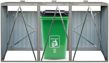 Galvanized steel shed for three trash cans — photo 5