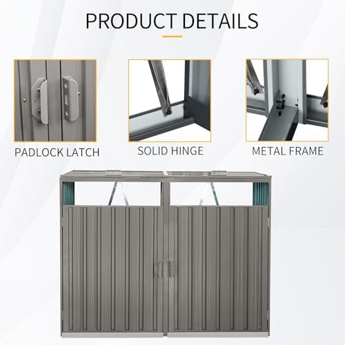 Light grey metal shed for two trash cans — photo 4