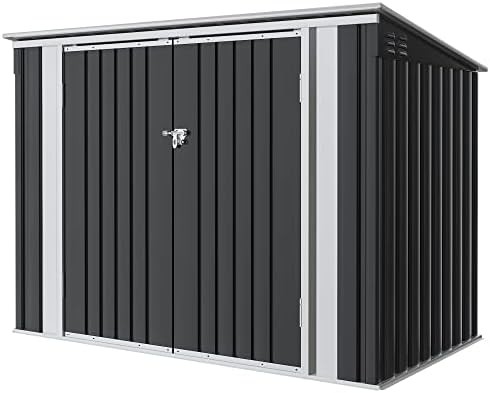 Black galvanized steel outdoor storage shed