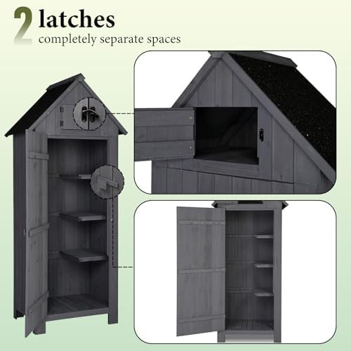Dark grey wooden garden tool cabinet — photo 4