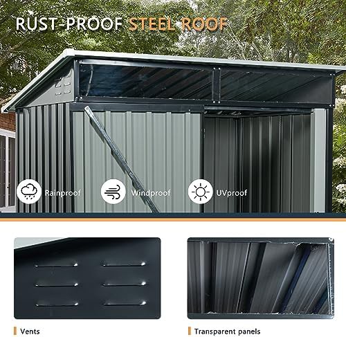 Black Metal Outdoor Storage House with Vents — photo 4