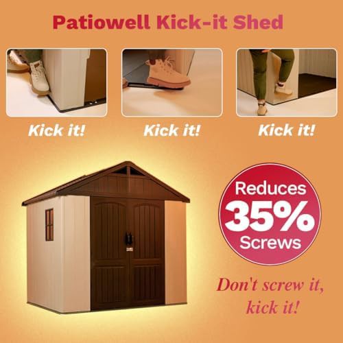 Large beige plastic garden tool shed — photo 3