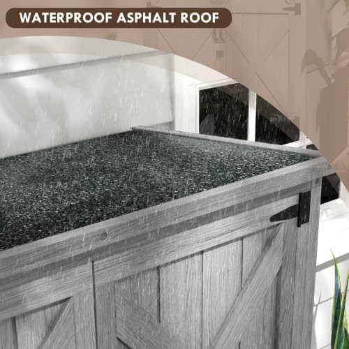 Vertical gray wooden shed with asphalt roof — photo 4