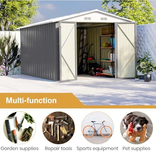 Gray metal garden storage shed eight by twelve — photo 5