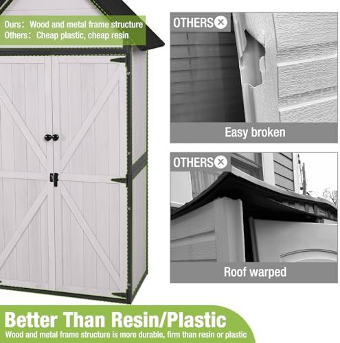 Off-white wooden garden tool storage cabinet — photo 4