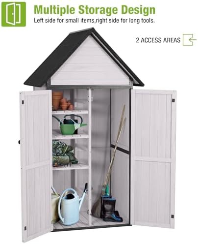 Off-white wooden garden tool storage cabinet — photo 5