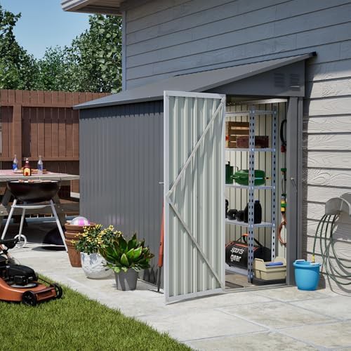 Grey metal lean to storage shed — photo 3